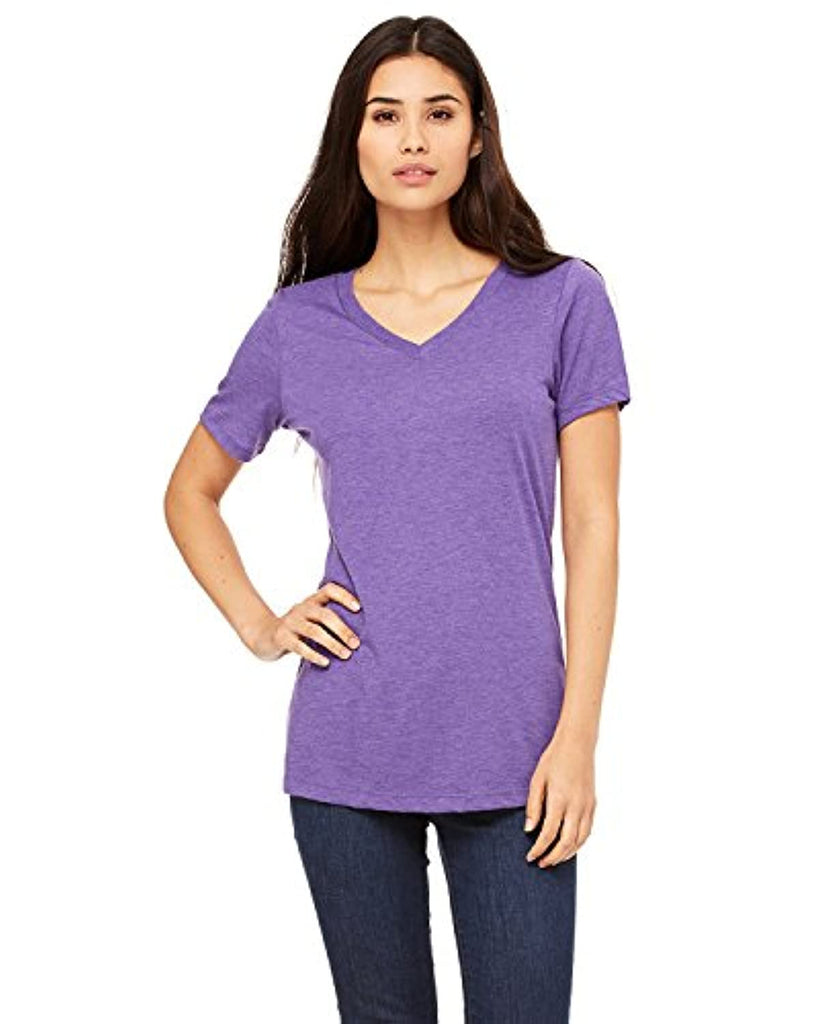 Bella Canvas Missy's Relaxed Jersey V-Neck T-Shirt, Medium, Purple Triblend 