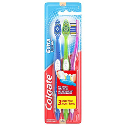 Colgate Extra Clean Full Head Toothbrush, Soft - 3 Count 