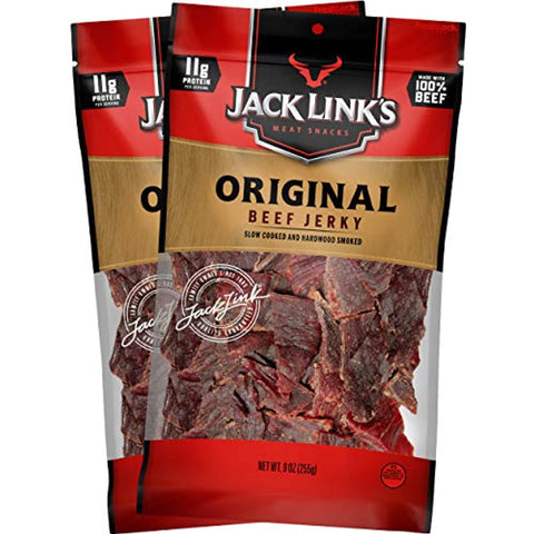 Jack Link’s Beef Jerky, Original, (2) 9 Oz Bags – Great Everyday Snack, 11g of Protein and 80 Calories, Made with 100% Premium Beef - 96% Fat Free, No Added MSG 