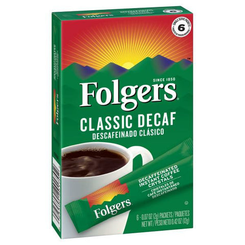 Folgers Coffee, Instant Crystals, Classic Decaf, Single Serve Packets 