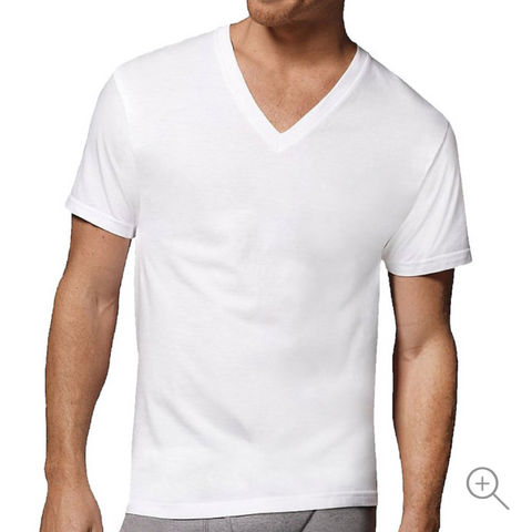 Hanes "V" Neck Shirts 3 Pack White 