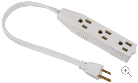 9' 16 AWG AC Extension Cord With 3 Outlets 