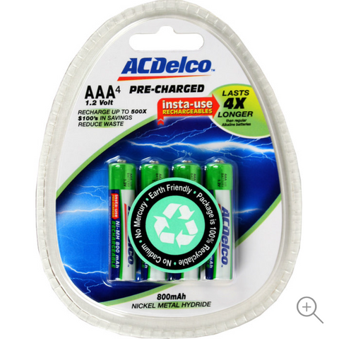 AC Delco NiMH Rechargeable "AAA" Batteries 4-Pack 