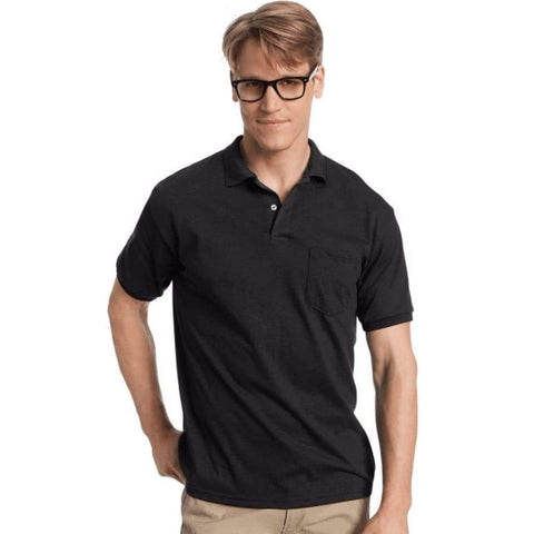 Hanes Men's Cotton-Blend EcoSmart® Jersey Polo with Pocket 