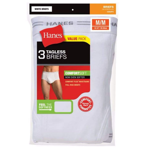Hanes Men's White Briefs 3 Pack 