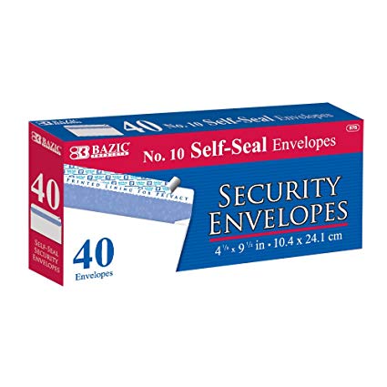 Security Envelopes Self-Seal (4×9) 40 ct 